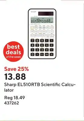 Staples Sharp EL510RTB Scientific Calculator offer