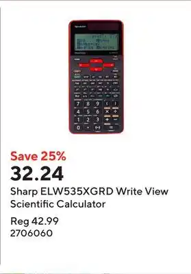 Staples Sharp ELW535XGRD Write View Scientific Calculator offer