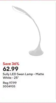 Staples Sully LED Swan Lamp - Matte White - 25 offer