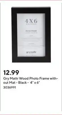 Staples Gry Mattr Wood Photo Frame without Mat - Black - 4 x 6 offer