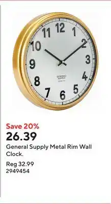 Staples General Supply Metal Rim Wall Clock offer