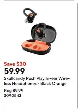 Staples Skullcandy Push Play In-ear Wireless Headphones - Black Orange offer