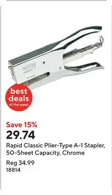 Staples Rapid Classic Plier-Type A-1 Stapler, 50-Sheet Capacity, Chrome offer