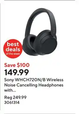 Staples Sony WHCH720N/B Wireless Noise Cancelling Headphones with Microphone - Black offer