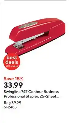 Staples Swingline 747 Contour Business Professional Stapler, 25-Sheet Capacity, Red offer