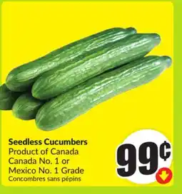 FreshCo Seedless Cucumbers Product of Canada Canada No. 1 or Mexico No. 1 Grade offer