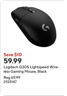 Staples Logitech G305 Lightspeed Wireless Gaming Mouse, Black offer