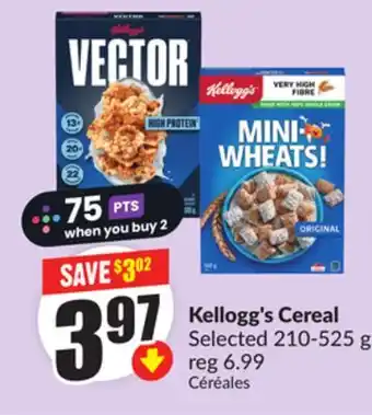 FreshCo Kellogg's cereal Selected 210-525 g offer