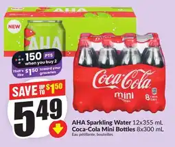 FreshCo AHA Sparkling Water 12x355 mL Coco-Cola Mini Bottles 8x300 mL offer