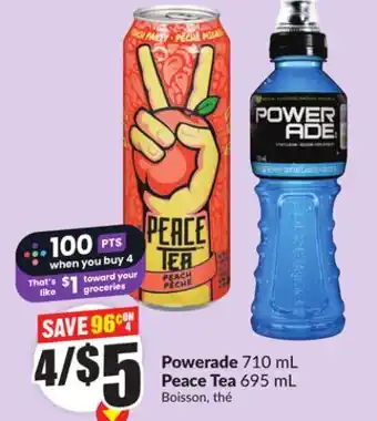 FreshCo Powerade 710 mL Peace Tea 695 mL offer