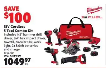 Home Hardware 18V Cordless 5 Tool Combo Kit offer