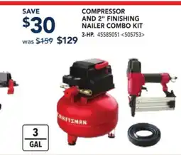 RONA COMPRESSOR AND 2 FINISHING NAILER COMBO KIT 3-HP offer