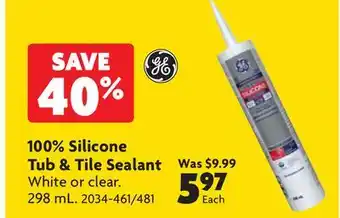 Home Hardware 100% silicone Tub & tile sealant offer