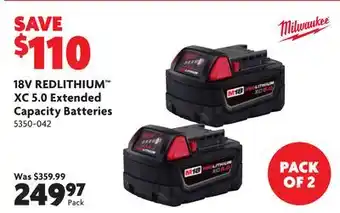 Home Hardware 18V REDLITHIUM XC 5.0 Extended Capacity Batteries offer