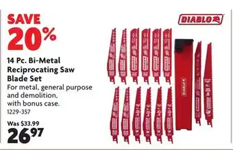 Home Hardware 14 Pc. Bi-Metal Reciprocating Saw Blade Set offer