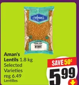 Chalo FreshCo Aman's Lentils 1.8 kg Selected Varieties offer