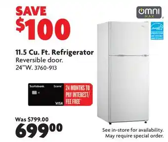 Home Hardware 11.5 Cu. Ft. Refrigerator offer