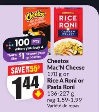 Chalo FreshCo Cheetos Mac'N Cheese 170 g or Rice A Roni or Pasta Roni 136-227 g offer