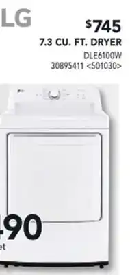 RONA LG 7.3 CU. FT. DRYER offer