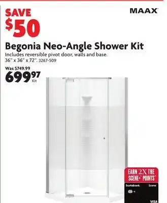 Home Hardware Begonia Neo-Angle Shower Kit offer