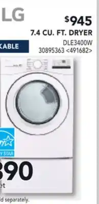 RONA LG 7.4 CU. FT. DRYER offer