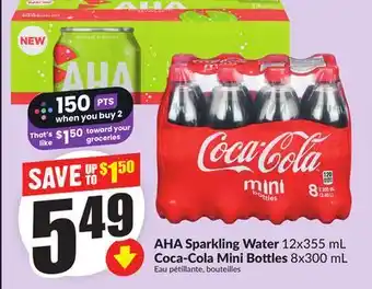 Chalo FreshCo AHA Sparkling Water 12x355 mL Coca-Cola Mini Bottles 8x300 mL offer