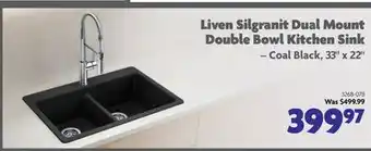 Home Hardware Double Bowl Kitchen Sink – Coal Black, 33 x 22 offer