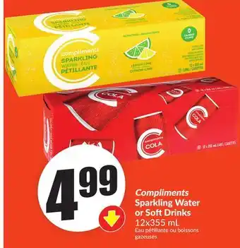 Chalo FreshCo Compliments Sparkling Water or Soft Drinks 12 x 355 mL offer