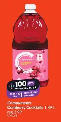 Chalo FreshCo Compliments Cranberry Cocktails 1.89 L offer