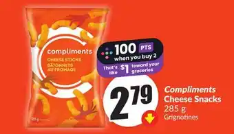 Chalo FreshCo Compliments Cheese Snacks 285 g offer