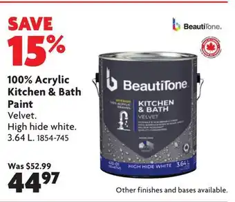 Home Hardware Interior Acrylic Latex Velvet Kitchen & Bath Paint offer