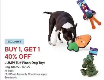 Petvalu JUMP! Tuff Plush Dog Toys offer