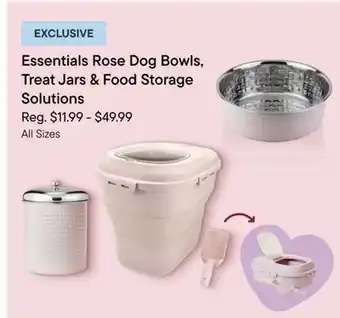 Petvalu Essentials Rose Dog Bowls, Treat Jars & Food Storage Solutions offer