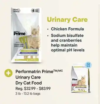 Petvalu Performatrin PrimeTM/MC Urinary Care Dry Cat Food offer