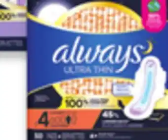 Walmart Always Pads 36 - 62's, Liners 136's offer