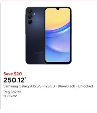 Staples Samsung Galaxy A15 5G - 128GB - Blue/Black - Unlocked offer