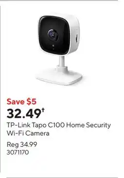 Staples TP-Link Tapo C100 Home Security Wi-Fi Camera offer