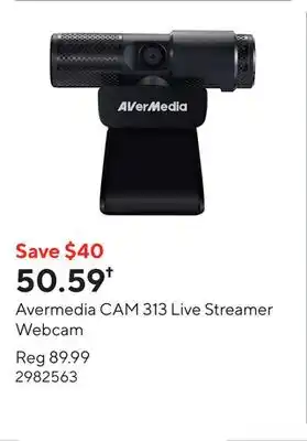 Staples Avermedia CAM 313 Live Streamer Webcam offer