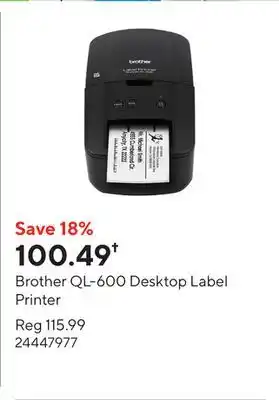 Staples Brother QL-600 Desktop Label Printer offer