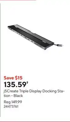 Staples j5Create Triple Display Docking Station - Black offer