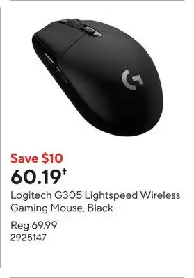 Staples Logitech G305 Lightspeed Wireless Gaming Mouse, Black offer