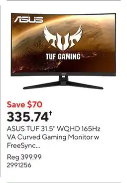 Staples ASUS TUF 31.5 WQHD 165Hz VA Curved Gaming Monitor w FreeSync Premium - VG32VQ1B offer