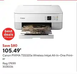 Staples Canon PIXMA TS5320a Wireless Inkjet All-In-One Printer offer