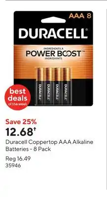 Staples Duracell Coppertop AAA Alkaline Batteries - 8 Pack offer