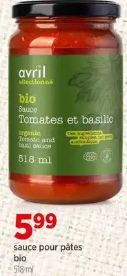 Avril Sauce pour pâtes bio offer