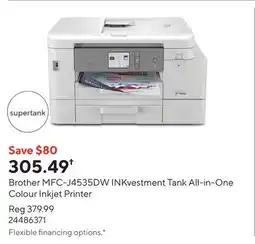 Staples Brother MFC-J4535DW INKvestment Tank All-in-One Colour Inkjet Printer offer