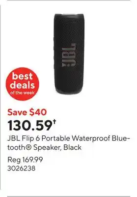 Staples JBL Flip 6 Portable Waterproof Bluetooth Speaker, Black offer