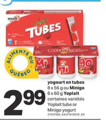 L'Intermarché yogourt en tubes 8 x 56 g ou Minigo 6 x 60 g Yoplait offer