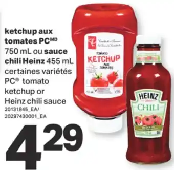 L'Intermarché ketchup aux tomates PC 750 mL ou sauce chili Heinz 455 mL offer