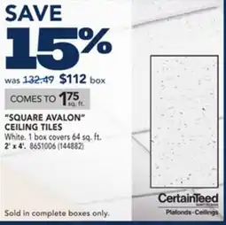 RONA SQUARE AVALON CEILING TILES offer